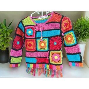 Vintage Y2K Flapdoodles Groovy Crochet Sweater Sz 6